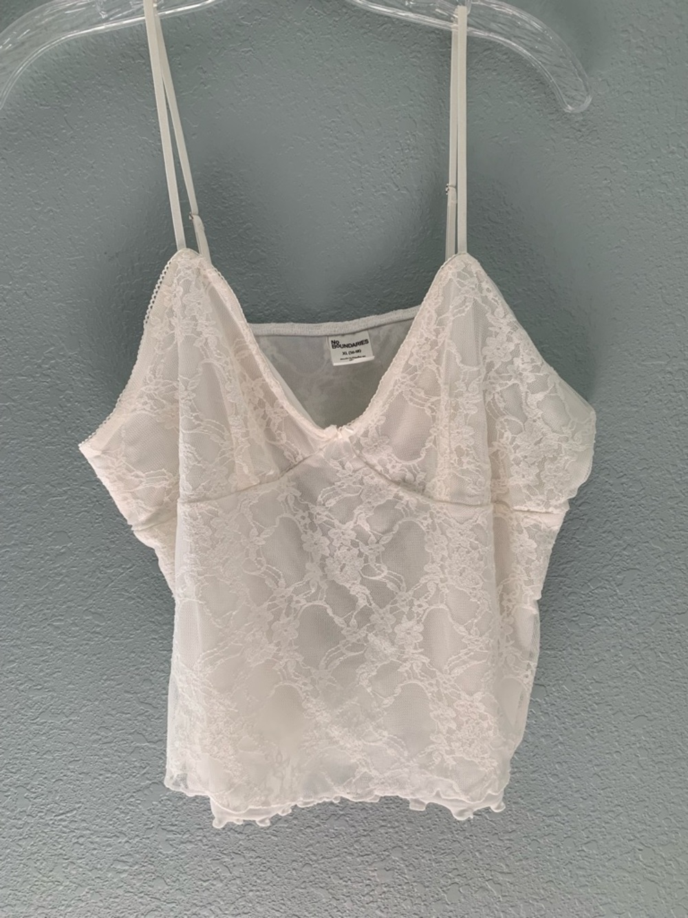 No Boundaries White Sheer Lace Camisole XL Bridal Feminine - Picture 4 of 7